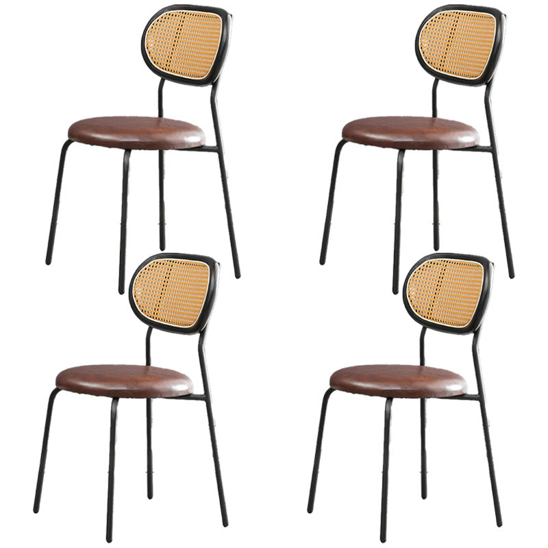 Faux Leather Armless Dining Chair Contemporary Open Back Dining Room Side Chair