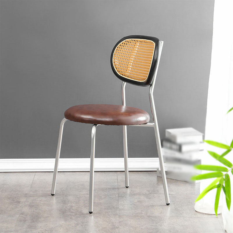 Faux Leather Armless Dining Chair Contemporary Open Back Dining Room Side Chair