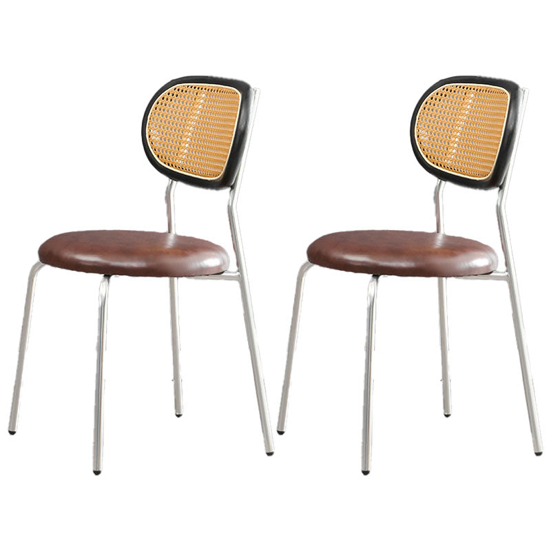 Faux Leather Armless Dining Chair Contemporary Open Back Dining Room Side Chair