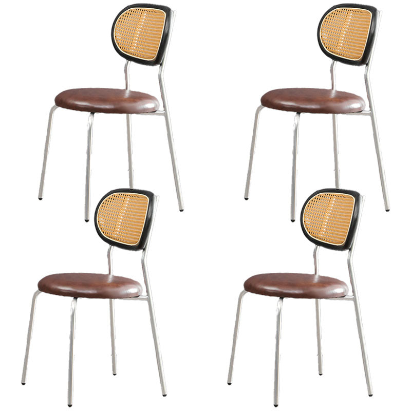 Faux Leather Armless Dining Chair Contemporary Open Back Dining Room Side Chair