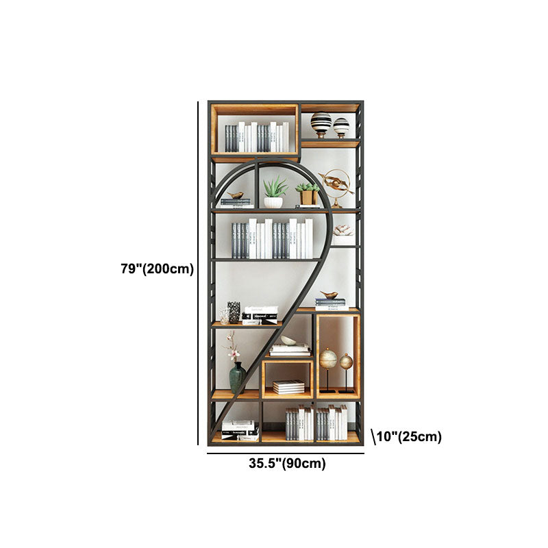 79"H Bookcase Open Back Industrial Style Bookshelf for Study Room Home Office