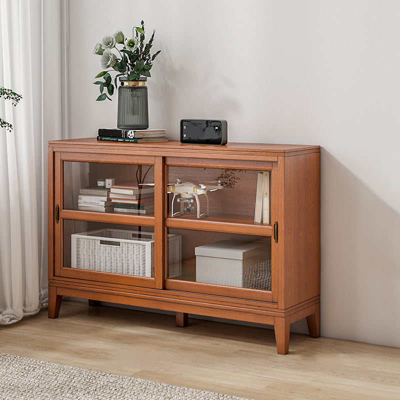 Contemporary Horizontal Standard Bookcase Closed Back Bookshelf with Door