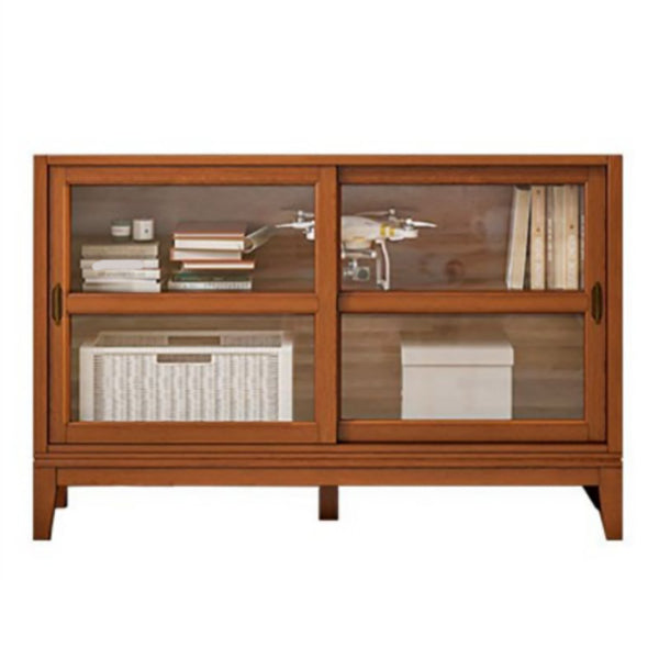 Contemporary Horizontal Standard Bookcase Closed Back Bookshelf with Door