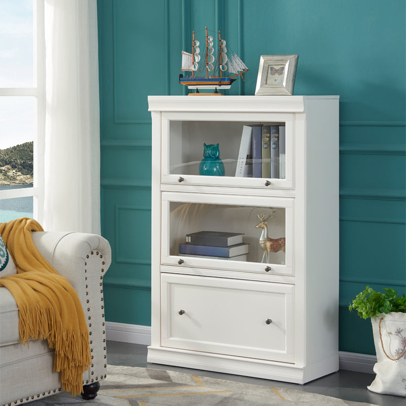 Wooden Standard Bookcase Modern Style White Colour Closed Back Bookshelf