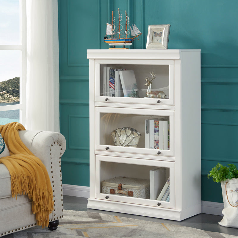 Wooden Standard Bookcase Modern Style White Colour Closed Back Bookshelf