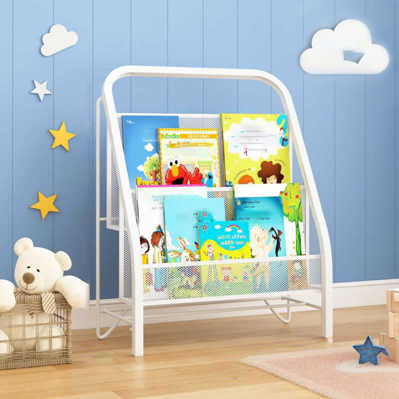 Industrial Iron Ladder Bookshelf White and Black Closed Back Bookcase for Home