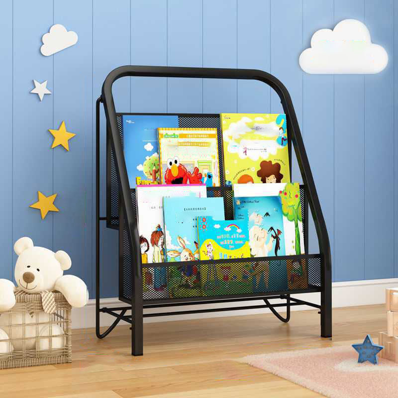 Industrial Iron Ladder Bookshelf White and Black Closed Back Bookcase for Home