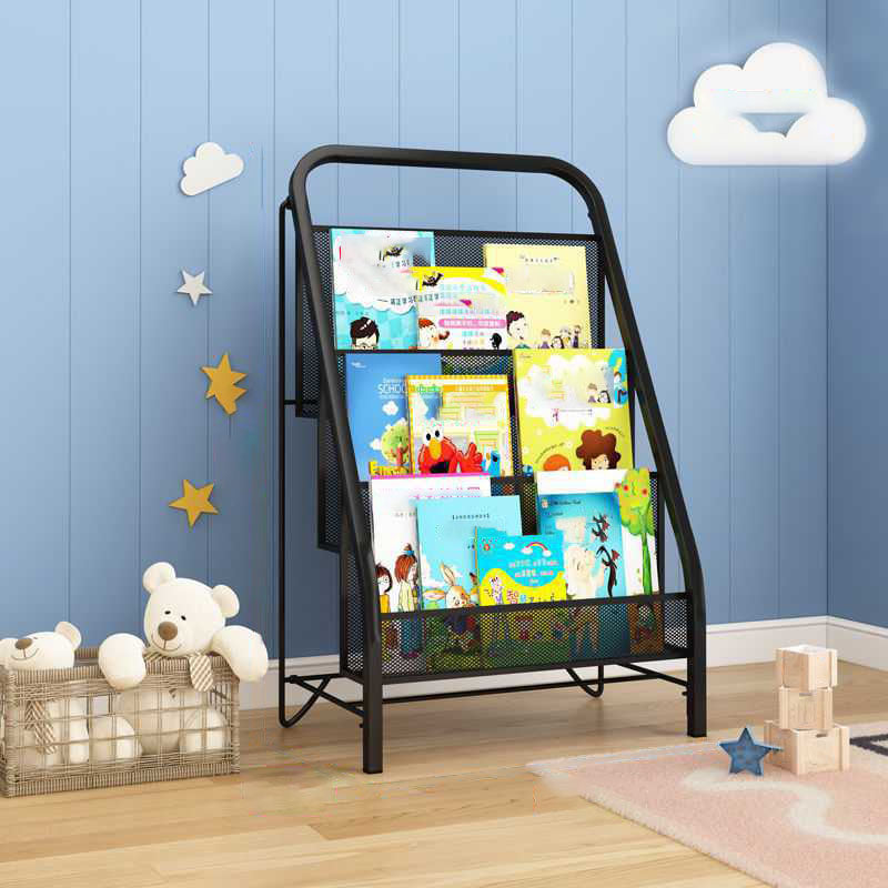 Industrial Iron Ladder Bookshelf White and Black Closed Back Bookcase for Home