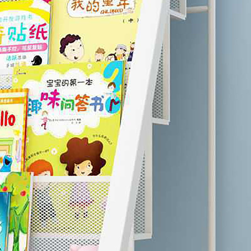 Industrial Iron Ladder Bookshelf White and Black Closed Back Bookcase for Home