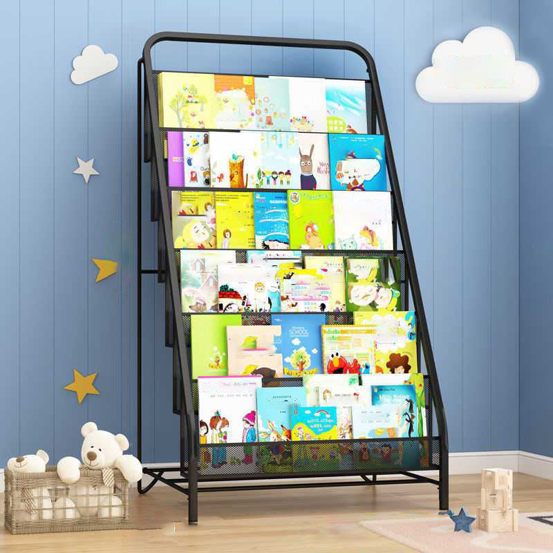 Industrial Iron Ladder Bookshelf White and Black Closed Back Bookcase for Home