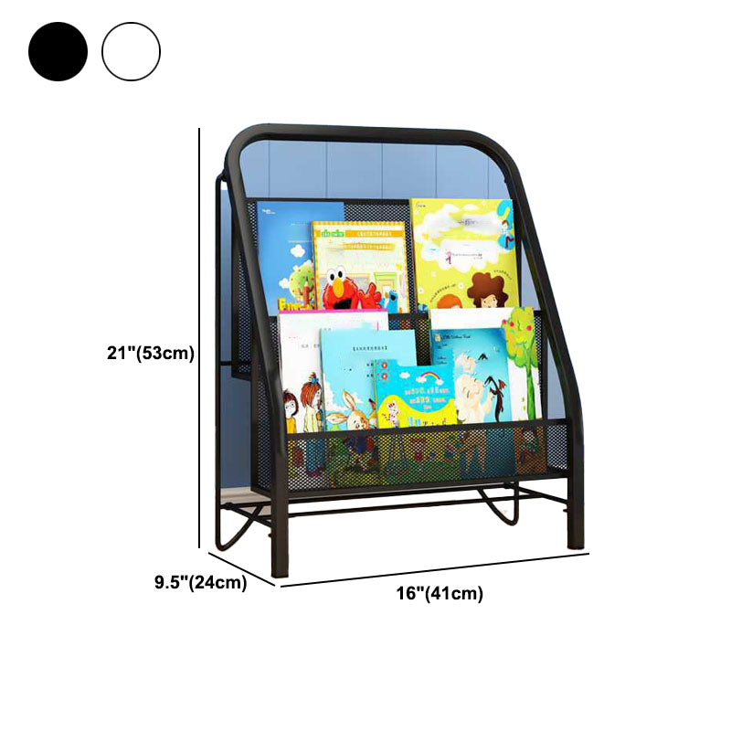 Industrial Iron Ladder Bookshelf White and Black Closed Back Bookcase for Home