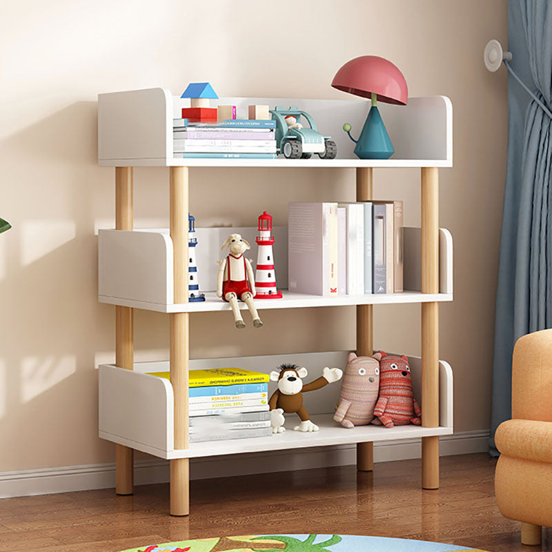 Scandinavian Vertical Bookshelf Open Etagere Manufactured Wood and Solid Wood Bookcase