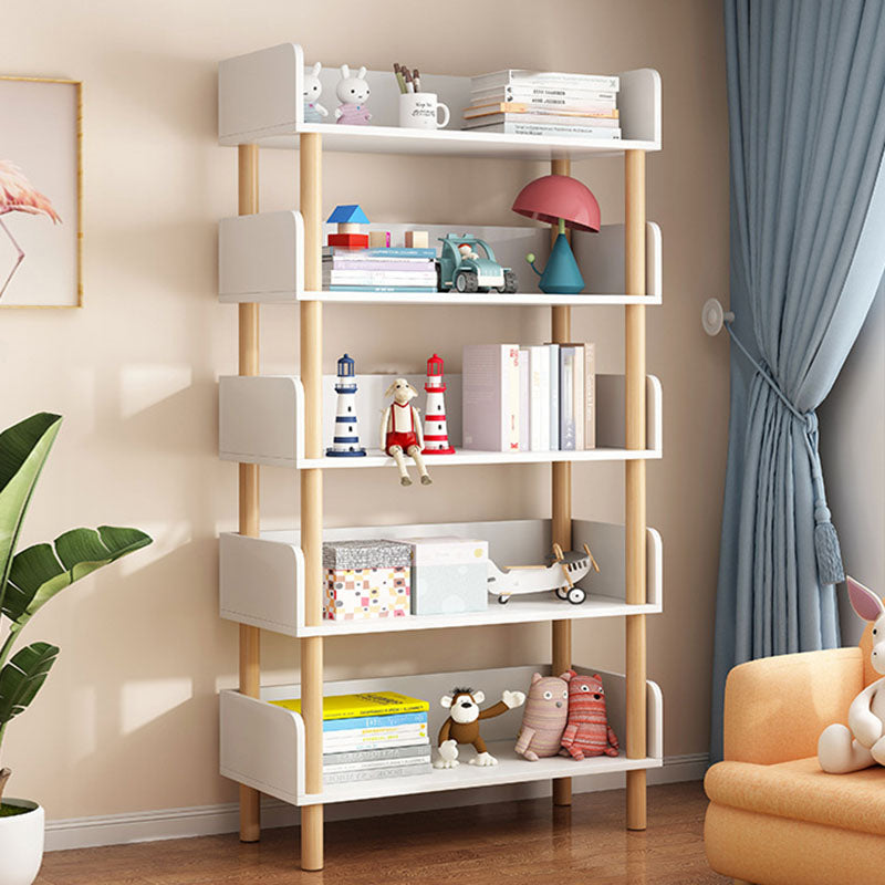 Scandinavian Vertical Bookshelf Open Etagere Manufactured Wood and Solid Wood Bookcase