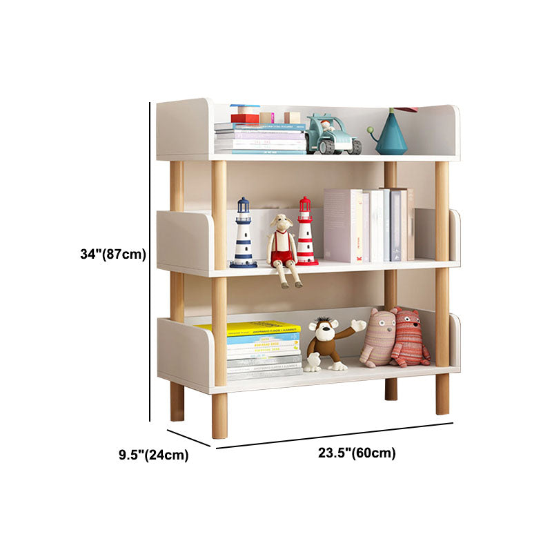 Scandinavian Vertical Bookshelf Open Etagere Manufactured Wood and Solid Wood Bookcase