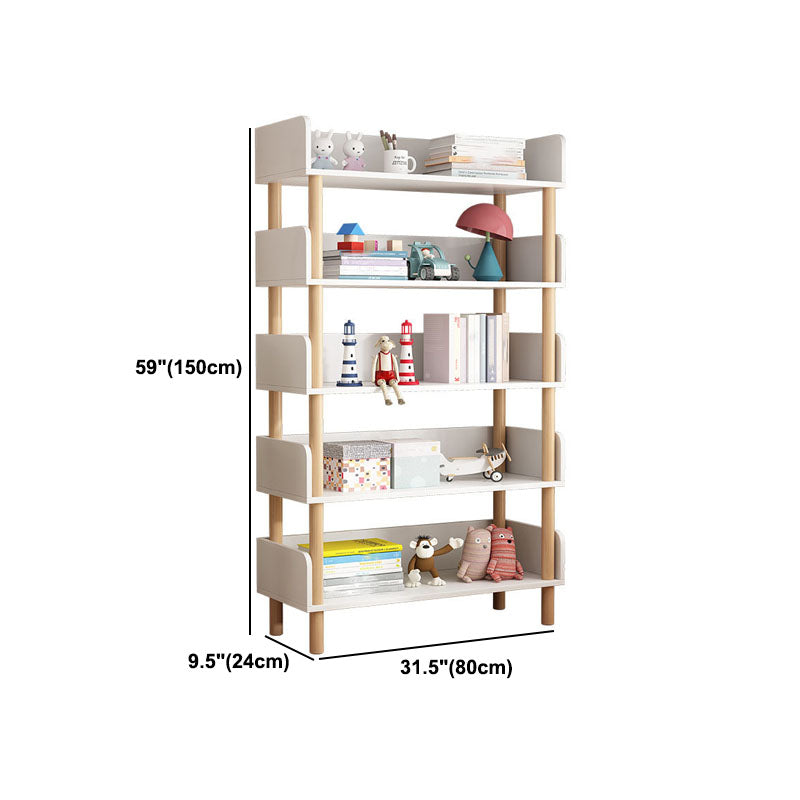 Scandinavian Vertical Bookshelf Open Etagere Manufactured Wood and Solid Wood Bookcase