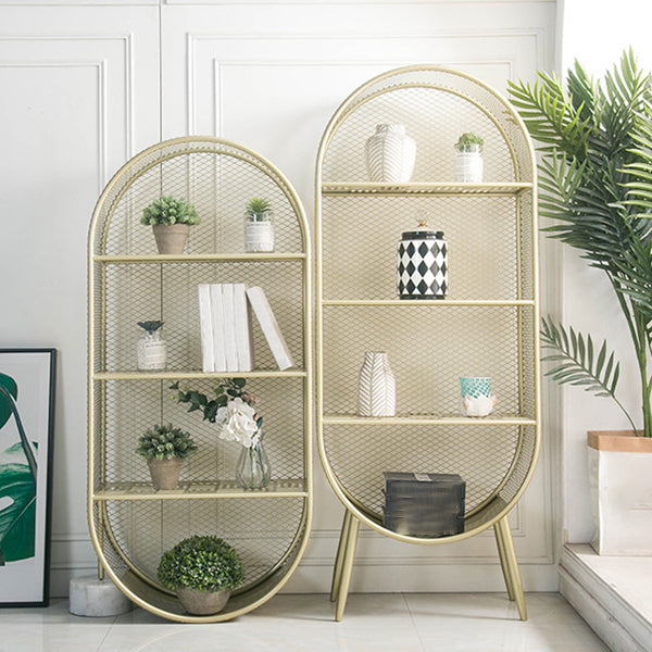 Closed Back Bookcase Glam Style Bookshelf for Office Home and Study Room