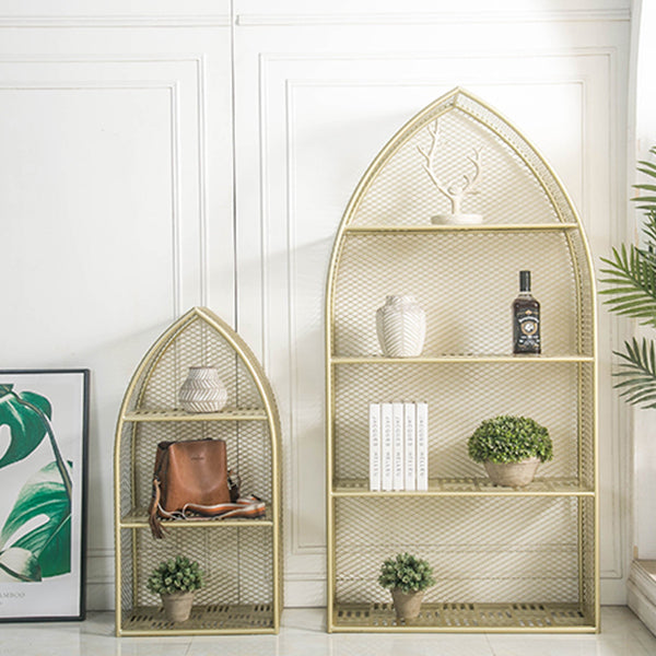 Closed Back Bookcase Glam Style Bookshelf for Office Home and Study Room