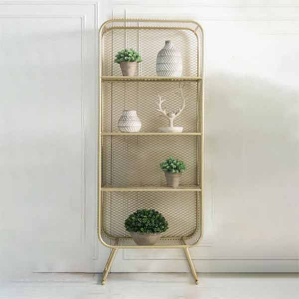 Closed Back Bookcase Glam Style Bookshelf for Office Home and Study Room