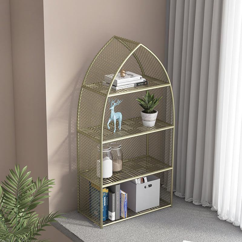 Closed Back Bookcase Glam Style Bookshelf for Office Home and Study Room
