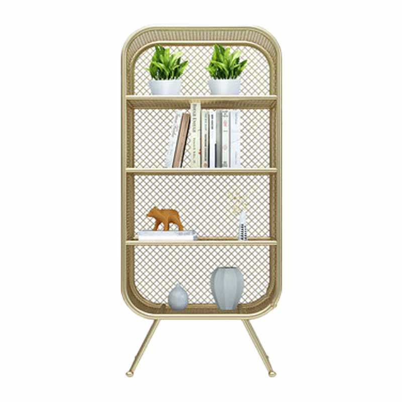 Closed Back Bookcase Glam Style Bookshelf for Office Home and Study Room