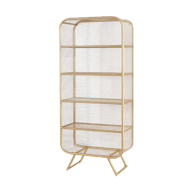 Closed Back Bookcase Glam Style Bookshelf for Office Home and Study Room