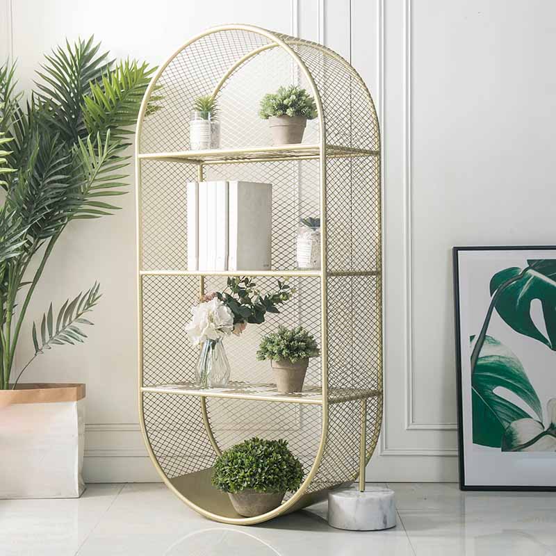Closed Back Bookcase Glam Style Bookshelf for Office Home and Study Room