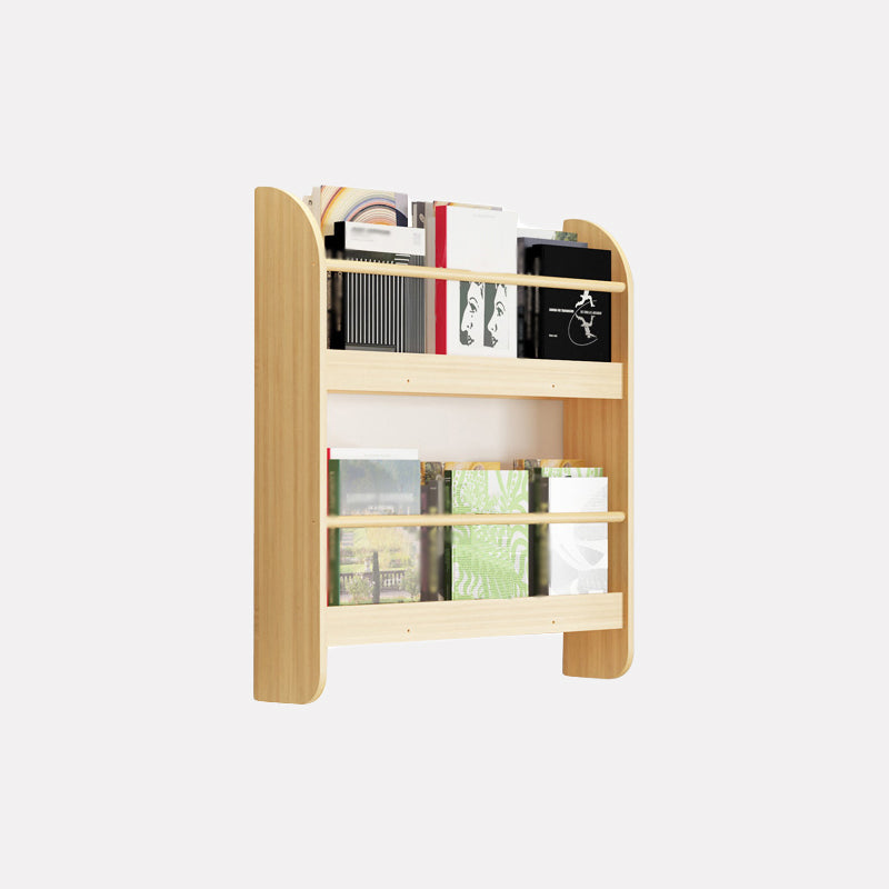 Contemporary Wall Unit Bookshelf Natural Pine Wood Bookcase for Bedroom