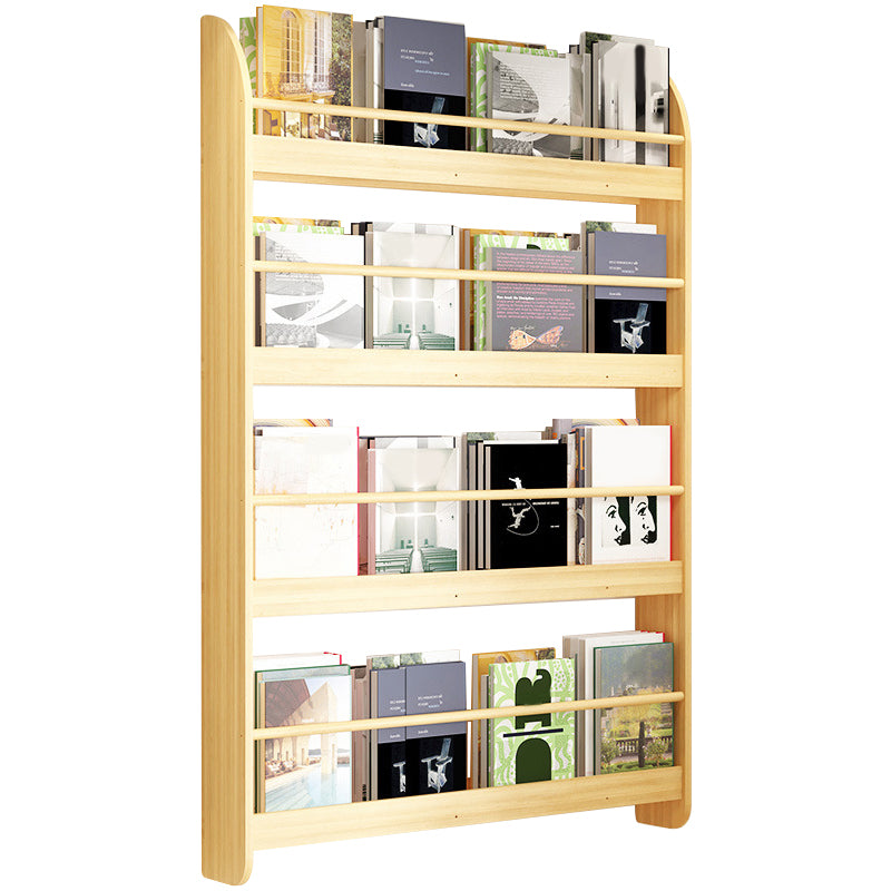 Contemporary Wall Unit Bookshelf Natural Pine Wood Bookcase for Bedroom