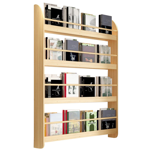 Contemporary Wall Unit Bookshelf Natural Pine Wood Bookcase for Bedroom