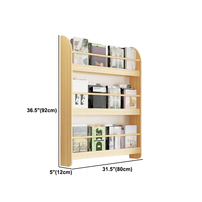 Contemporary Wall Unit Bookshelf Natural Pine Wood Bookcase for Bedroom