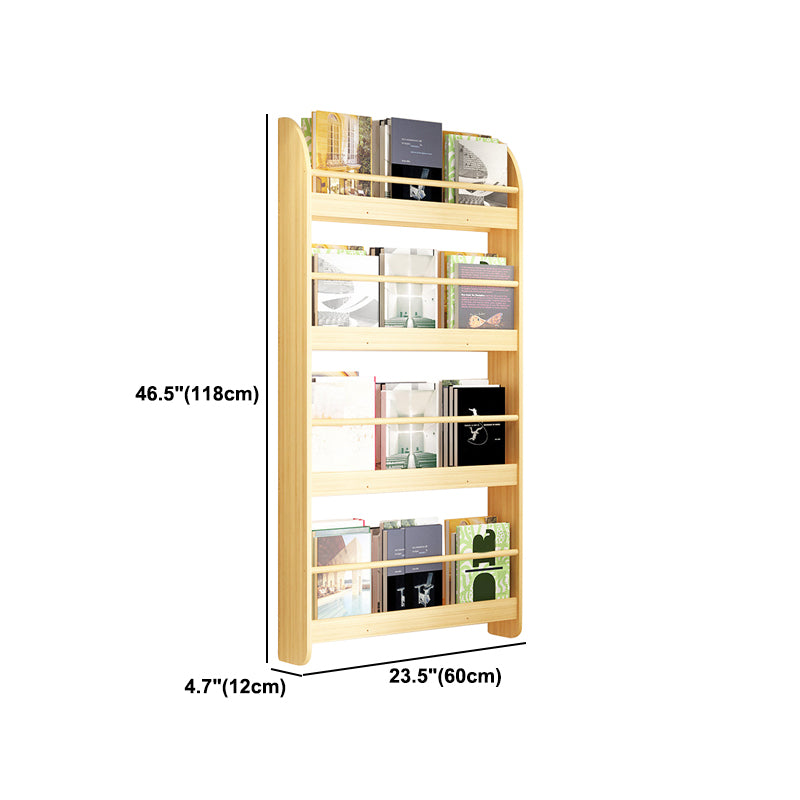 Contemporary Wall Unit Bookshelf Natural Pine Wood Bookcase for Bedroom