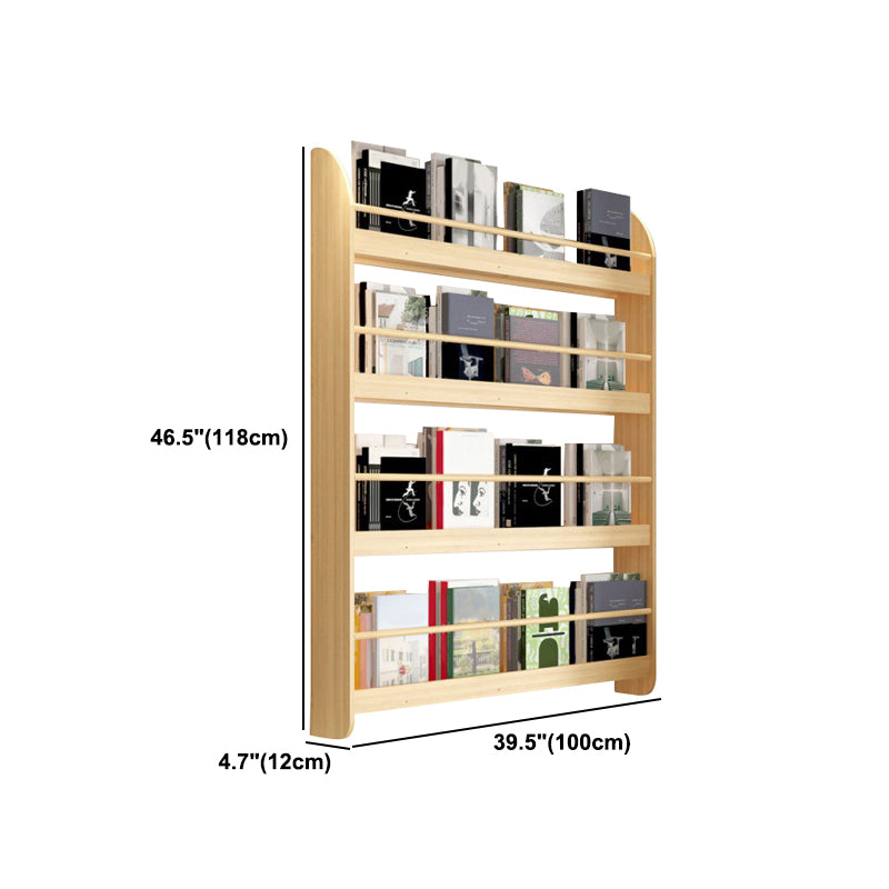 Contemporary Wall Unit Bookshelf Natural Pine Wood Bookcase for Bedroom