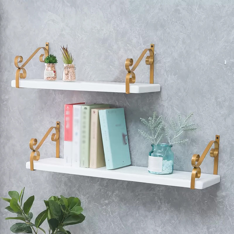 Closed Back Bookshelf Glam Style Wall Mounted Bookcase for Office Home Study Room