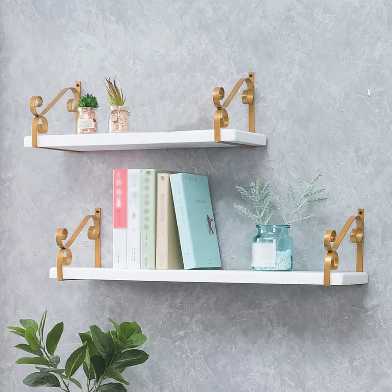 Closed Back Bookshelf Glam Style Wall Mounted Bookcase for Office Home Study Room
