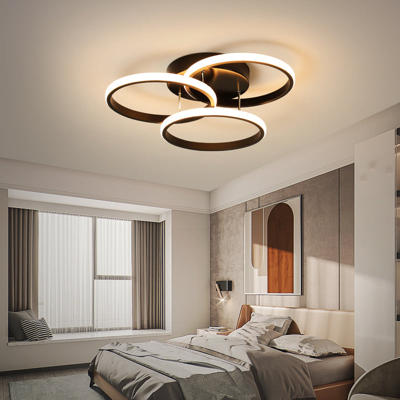 Metal Round Shade Flush Ceiling Light Modern 3-Lights Flush Mount Fixture