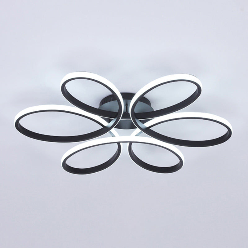 Modern Flower Semi Flush Ceiling Light Metal Living Room LED Ceiling Light