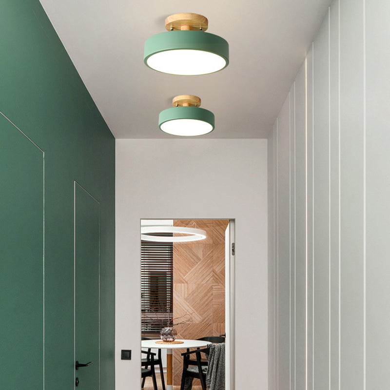 1 Light Cylindrical Ceiling Light Modern Macaron Style Metal Ceiling Lighting for Bedroom