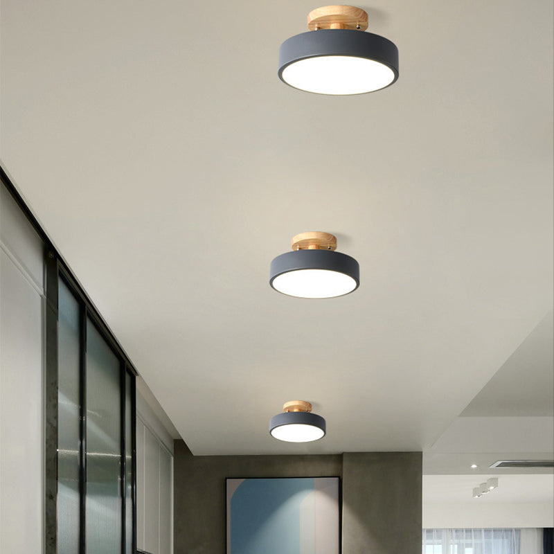 1 Light Cylindrical Ceiling Light Modern Macaron Style Metal Ceiling Lighting for Bedroom