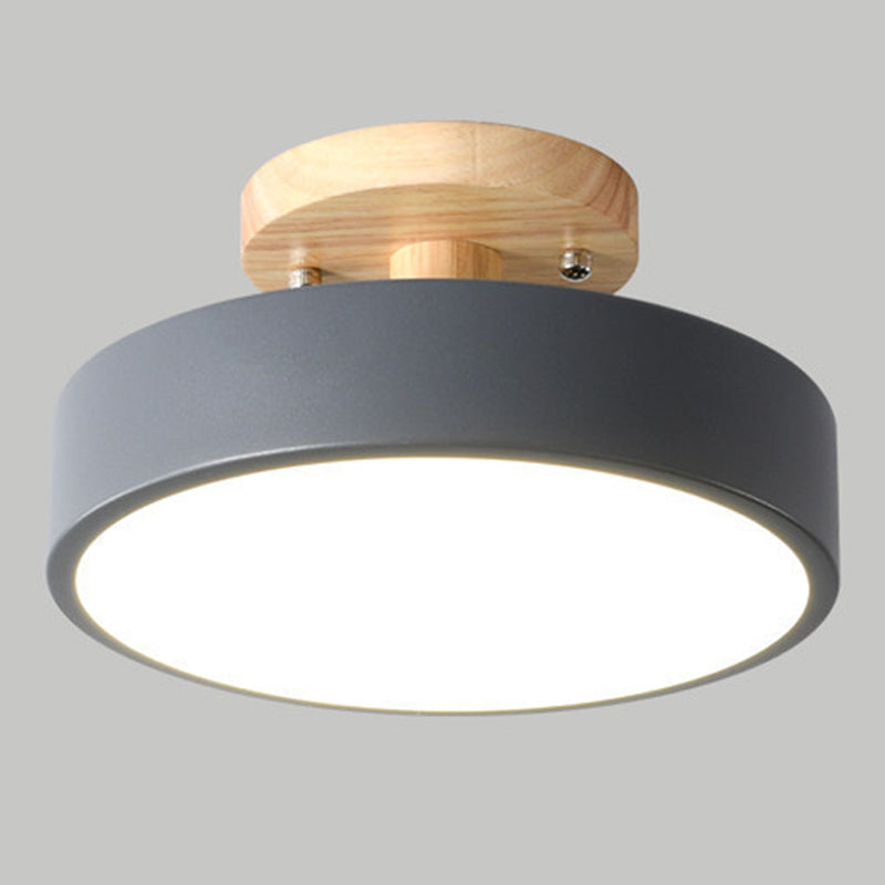 1 Light Cylindrical Ceiling Light Modern Macaron Style Metal Ceiling Lighting for Bedroom