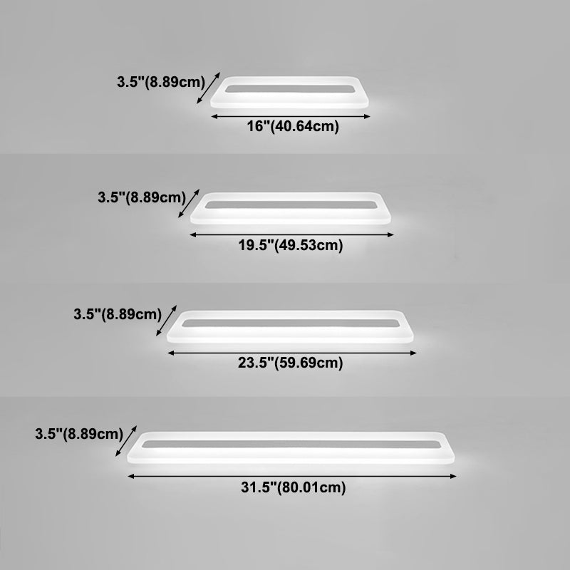 White Linear Ceiling Mount Fixture Nordic Style LED Acrylic Flush Mount Ceiling Lighting