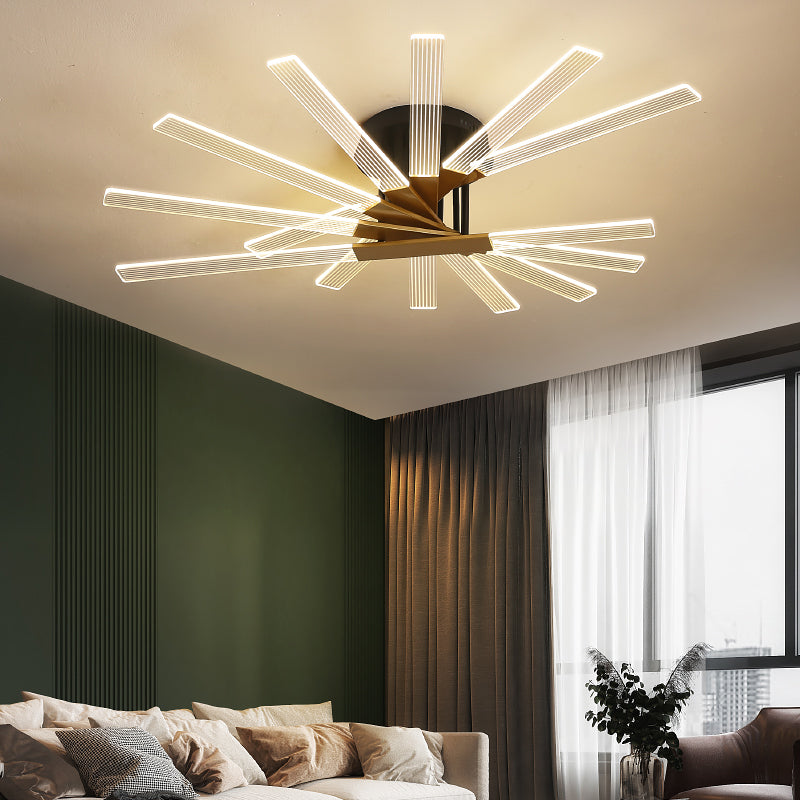 Metal Round Shade Flush Ceiling Light Modern Multi Lights Flush Mount Fixture in Brass