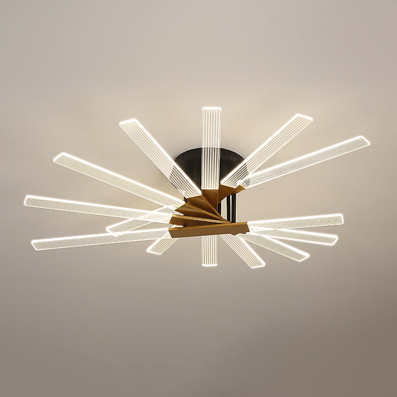 Metal Round Shade Flush Ceiling Light Modern Multi Lights Flush Mount Fixture in Brass