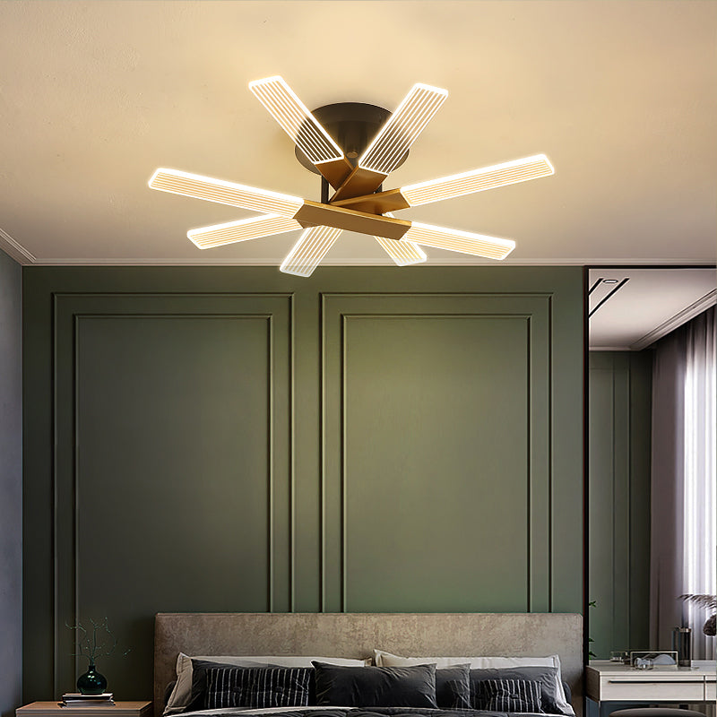 Metal Round Shade Flush Ceiling Light Modern Multi Lights Flush Mount Fixture in Brass