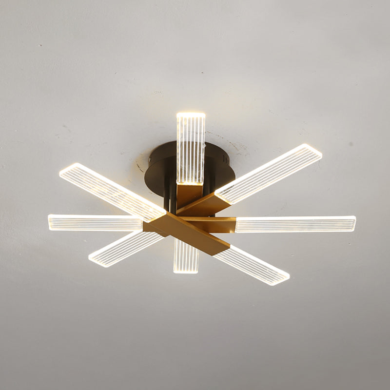 Metal Round Shade Flush Ceiling Light Modern Multi Lights Flush Mount Fixture in Brass