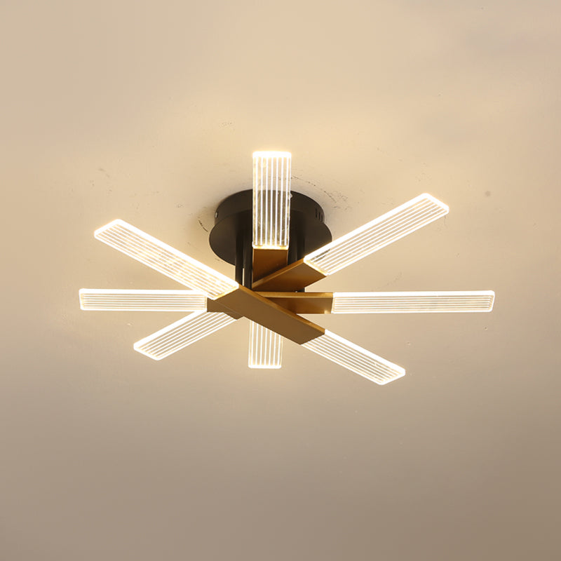Metal Round Shade Flush Ceiling Light Modern Multi Lights Flush Mount Fixture in Brass