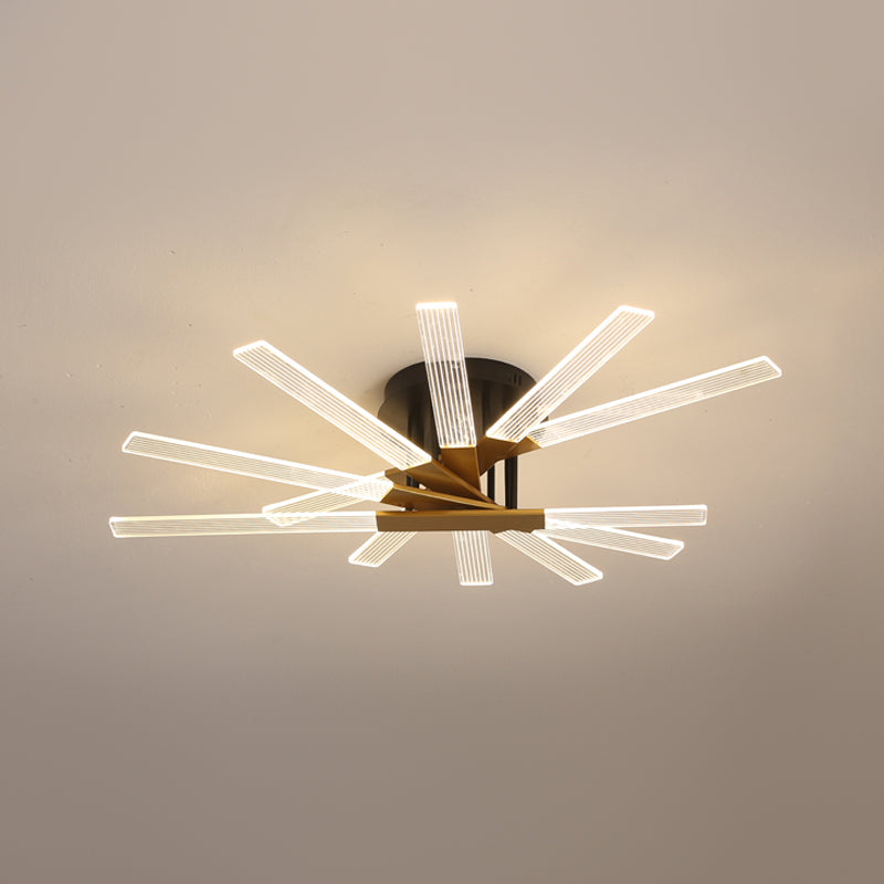 Metal Round Shade Flush Ceiling Light Modern Multi Lights Flush Mount Fixture in Brass