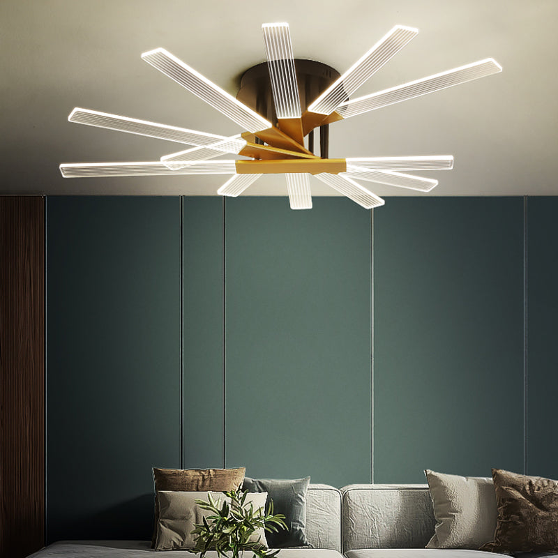 Metal Round Shade Flush Ceiling Light Modern Multi Lights Flush Mount Fixture in Brass