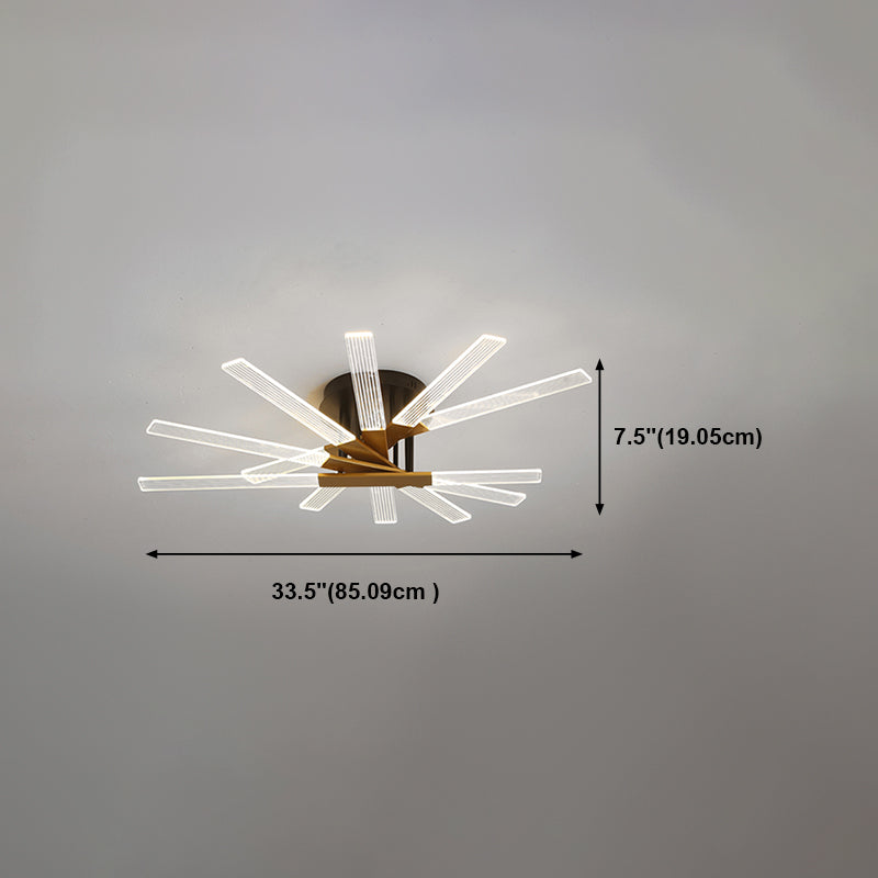 Metal Round Shade Flush Ceiling Light Modern Multi Lights Flush Mount Fixture in Brass