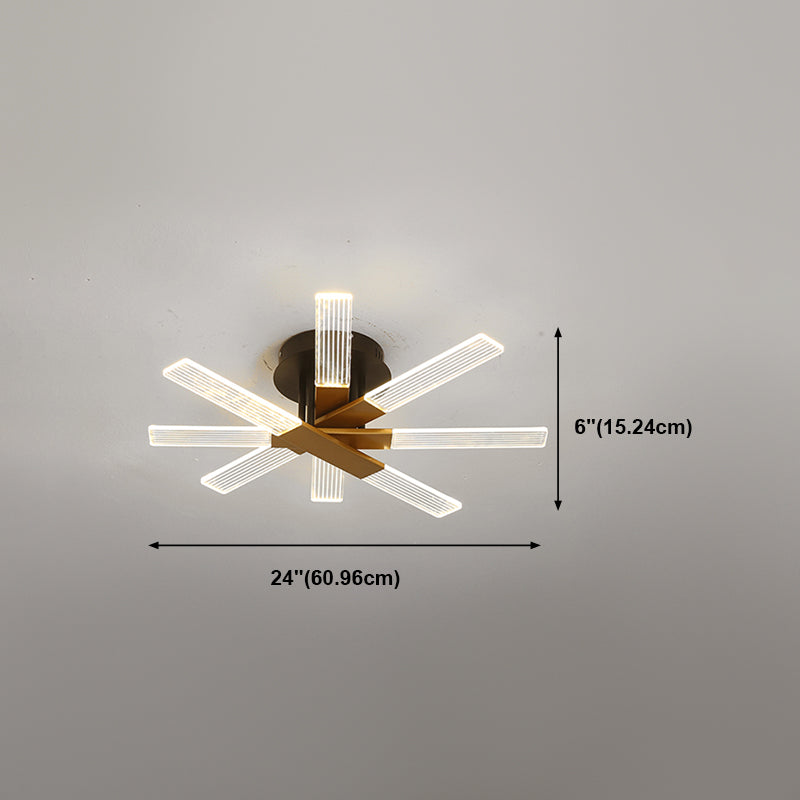 Metal Round Shade Flush Ceiling Light Modern Multi Lights Flush Mount Fixture in Brass