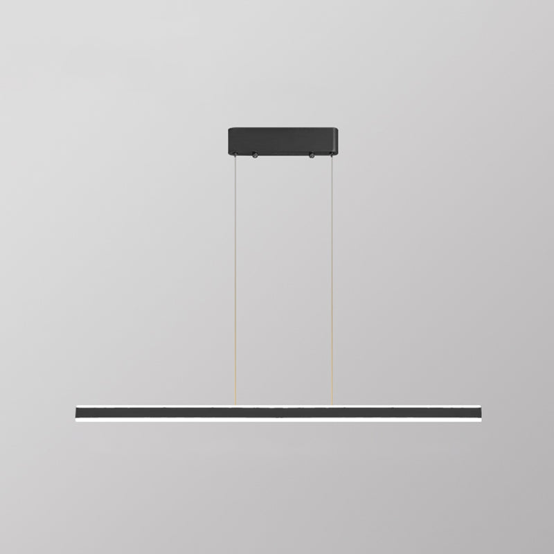 Modern Metal Island Lamps Linear 2-Head Restaurant Pendant Lights with Acrylic Shade